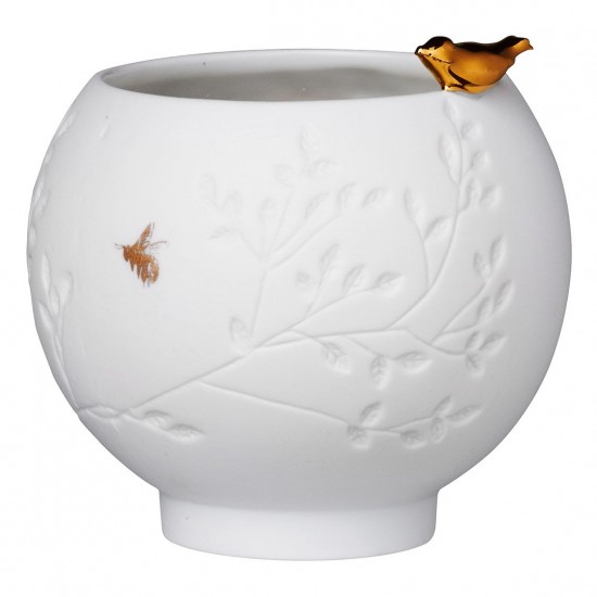 Photophore porcelain bird gold